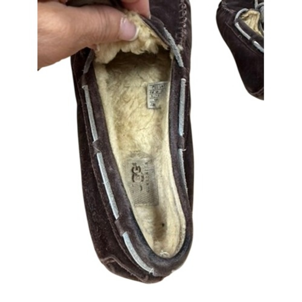 UGG Australia Dakota Espresso Brown Suede Sheepskin Moccasin Slippers Womens 9 - Picture 10 of 13
